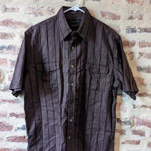 A[X]IST "City Dressing" Men's Short Sleeve Button Up Cotton Shirt, Size L Black
